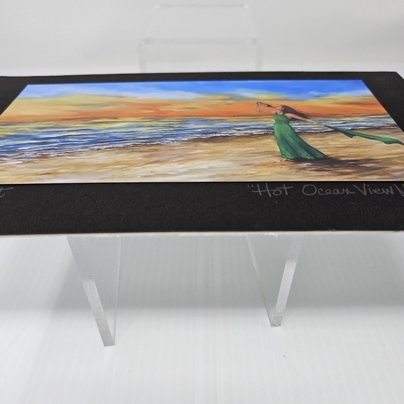 Beach Hot Ocean View Night Artwork Print Artist Signed Mounted Print Colorful - Picture 4 of 7